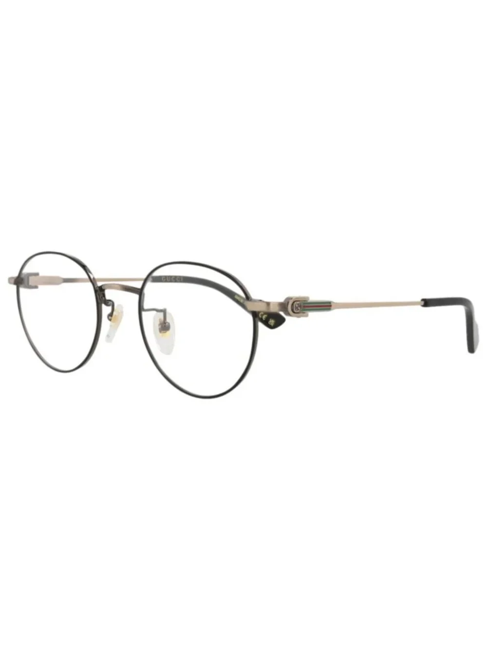 New Gucci Women's Eyeglasses Round Oval Metal Frame Gold Gold Transparent